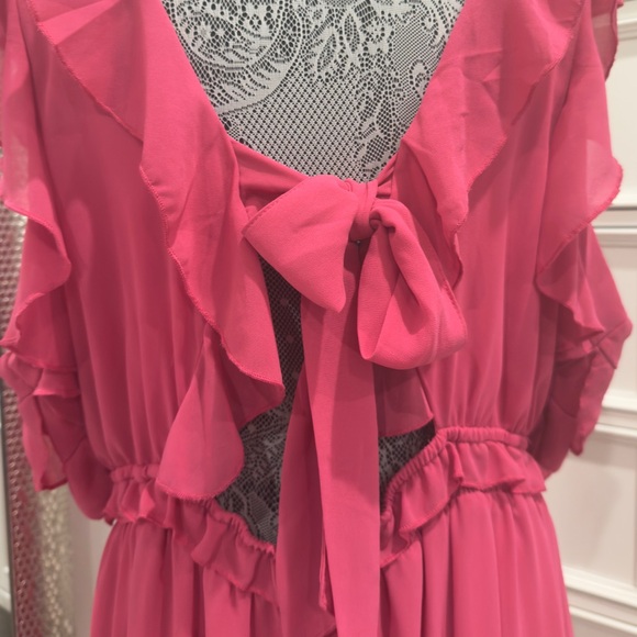 💗 Black Tape Hot Pink Ruffle Midi Plus Size Dress - NWOT! - Picture 5 of 15